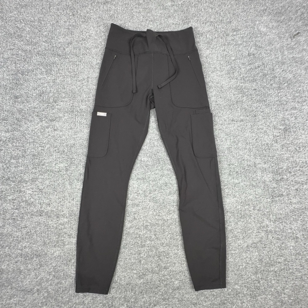 FIGS Jogger Pants Womens Small Black Cargo Pocket High Waist Scrub Medical
